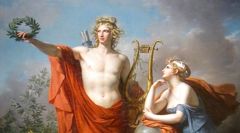 Apollo, God of Light with Urania, Muse of Astronomy is a painting by Charles Meynier